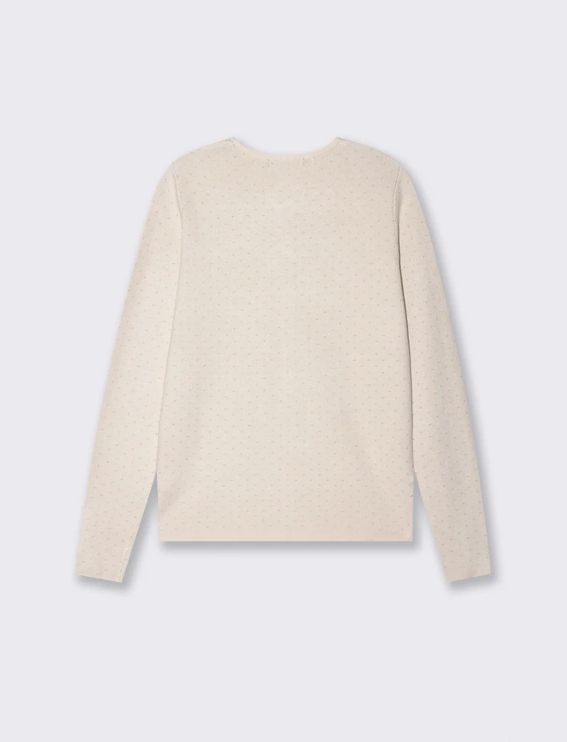 Cardigan girocollo con pois in lurex - Avorio