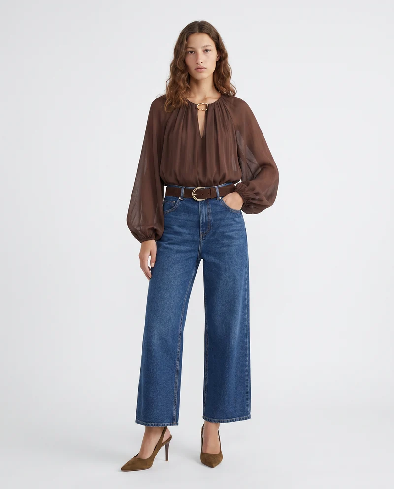 Blusa manica ampia e raglan elegante - Moro