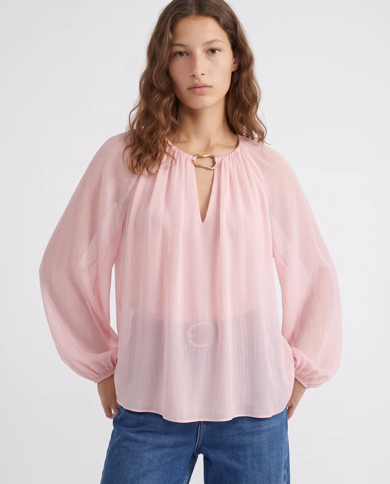 Blusa manica ampia e raglan elegante - Rosa polvere