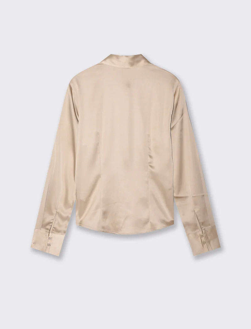 Camicia slim manica lunga elegante - Beige grano