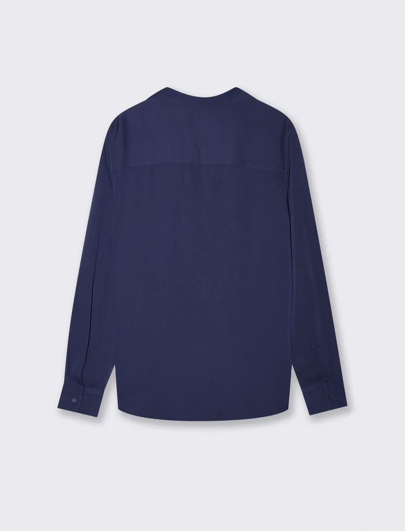 Camicia manica lunga con tasche frontali - Blu