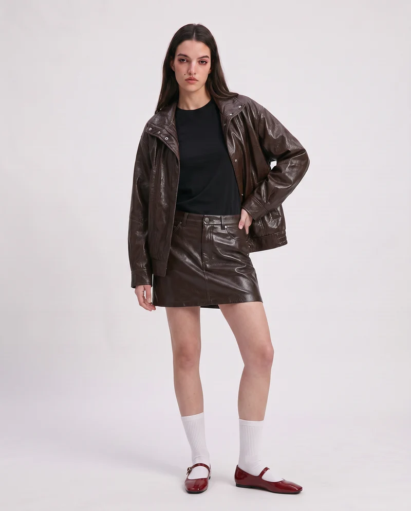 Bomber in ecopelle over per ogni look - Moro