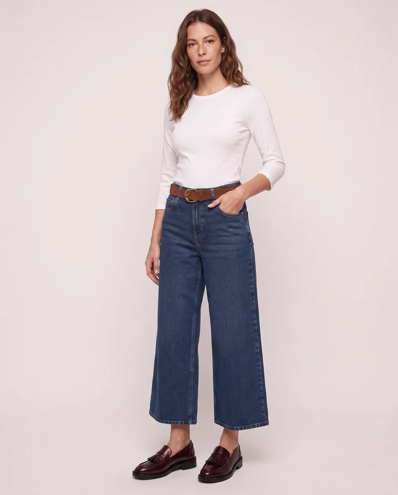 Jeans coulotte wide leg eleganti e versatili - DENIM SCURO