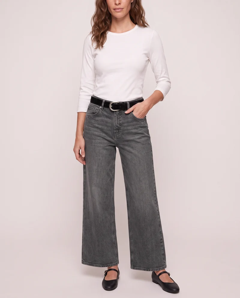 Jeans coulotte wide leg eleganti e versatili - Nero