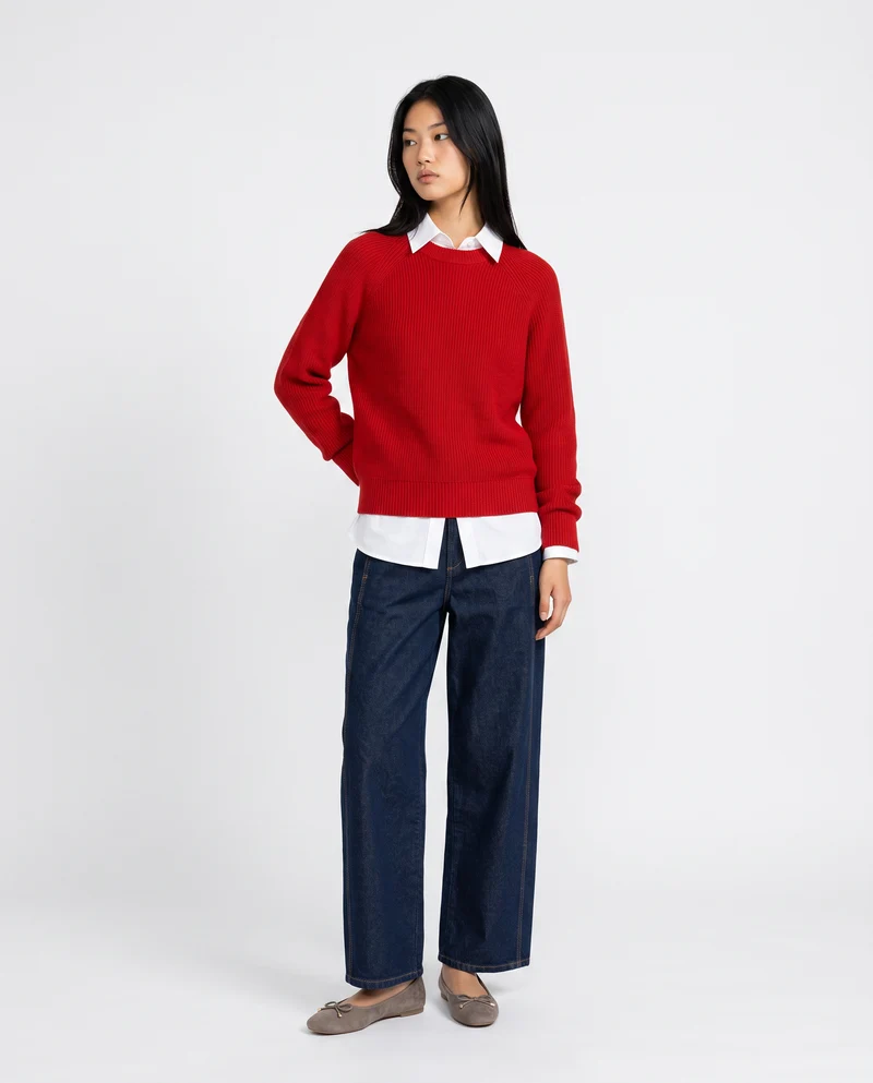 Maglia manica lunga girocollo versatile - Rosso