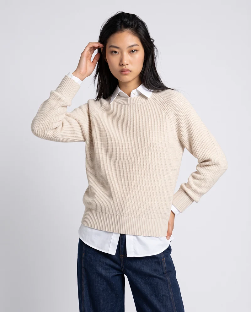 Maglia manica lunga girocollo versatile - Avorio
