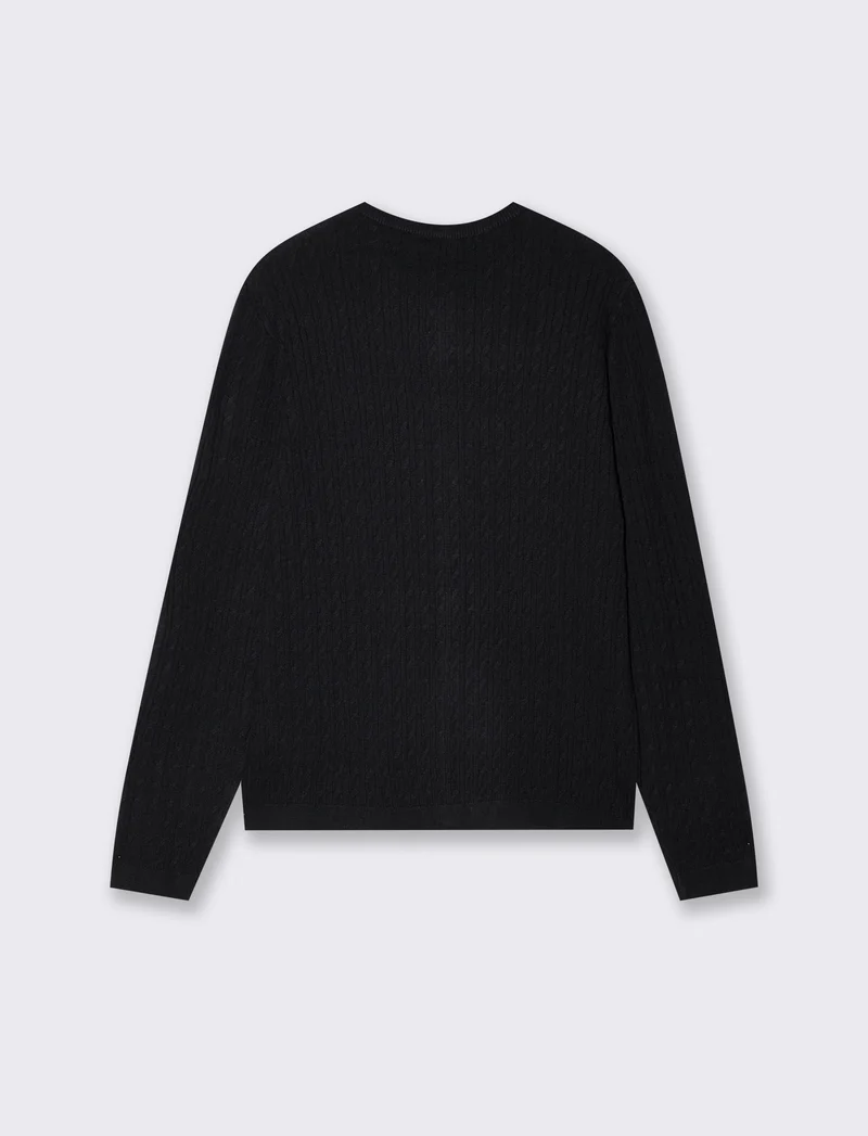 Cardigan a trecce con manica lunga - Nero