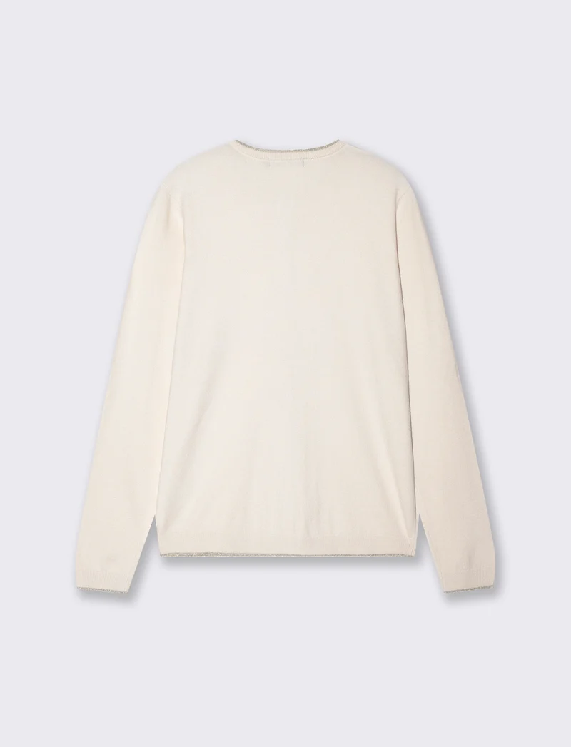 Cardigan Lungo con Bordino Lurex - Avorio