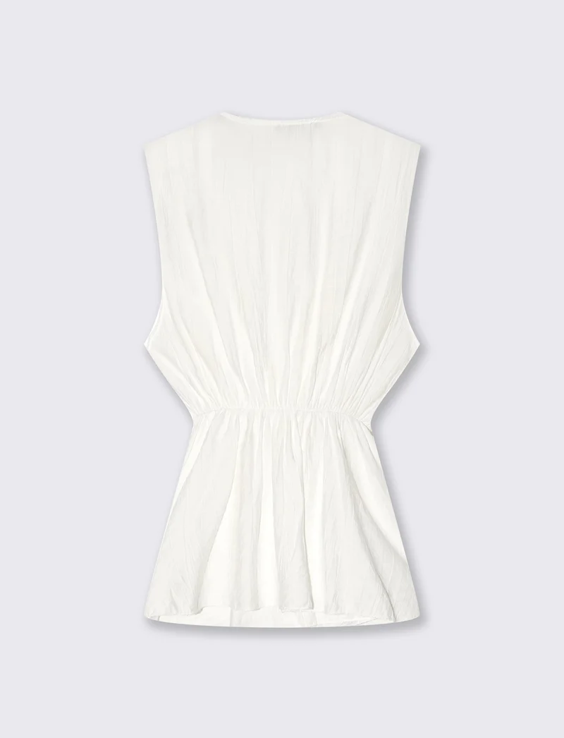 Top giromanica scollo a v con fiocco donna - Bianco