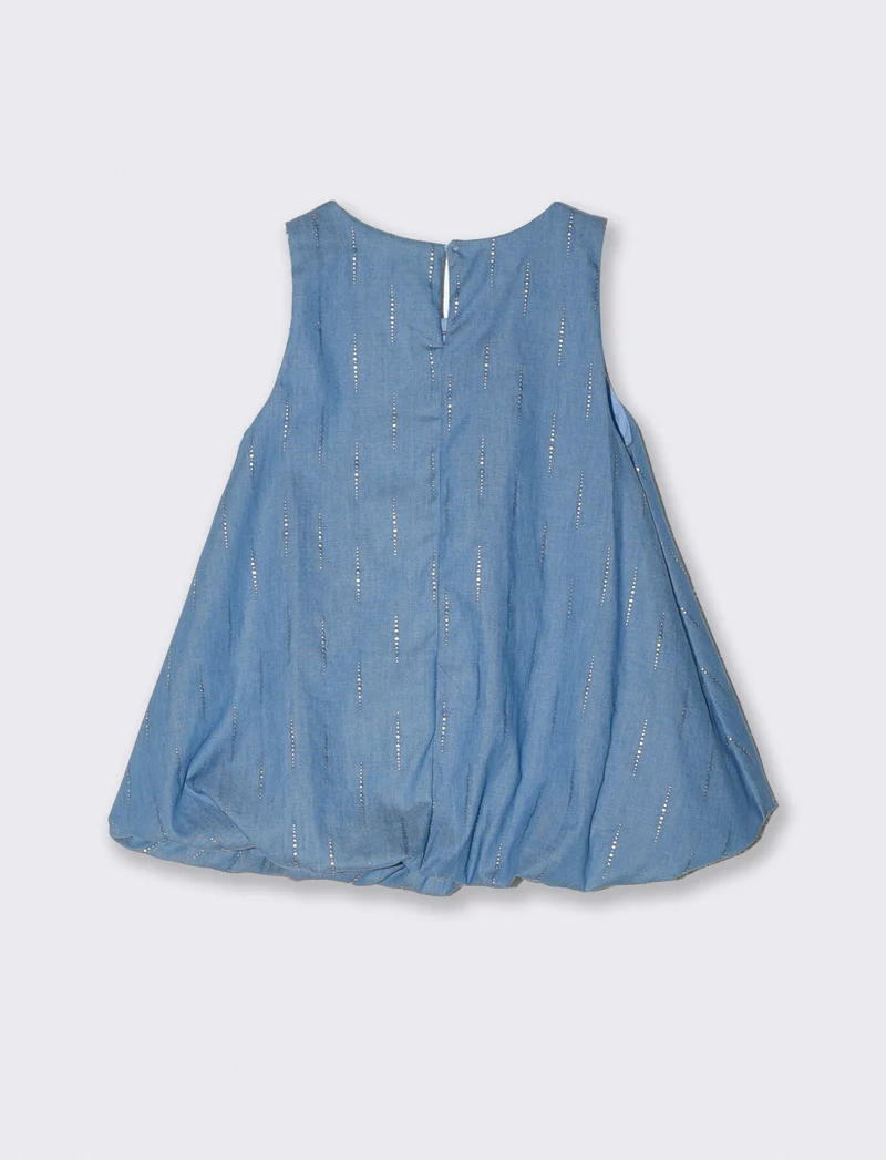 Abito a palloncino con fiocco argento - Denim