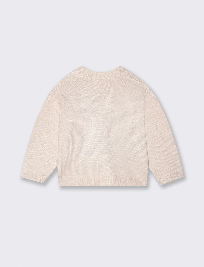 Cardigan caldo con fiocchi a contrasto - Beige