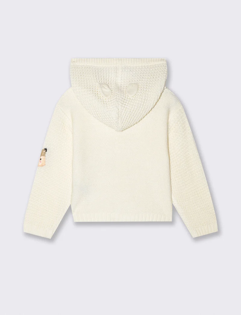 Cardigan con cappuccio e trecce decorative - Beige