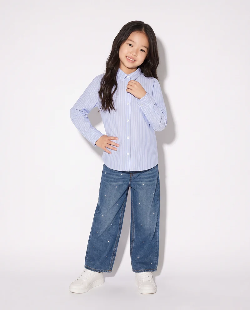 Camicia a righe con rouches per bambina - Righe