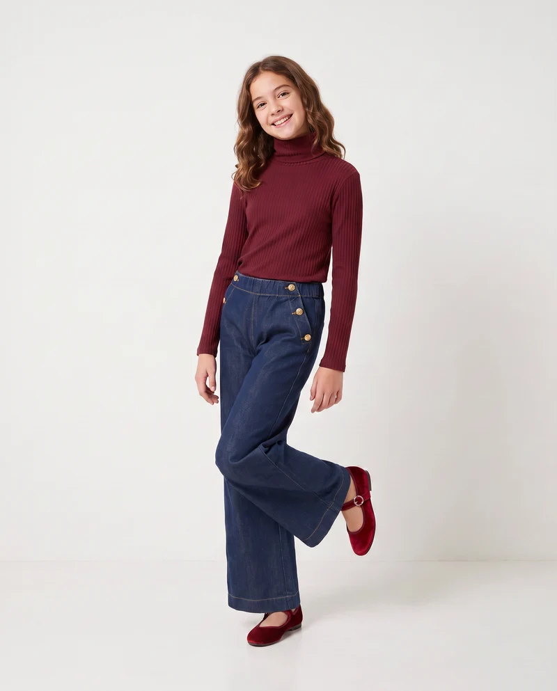 Jeans gamba ampia in denim rock - Denim
