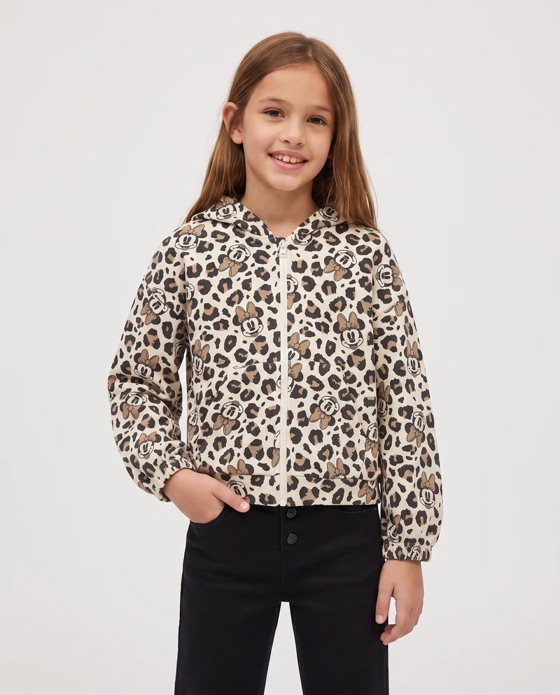 Felpa zip e cappuccio stampa Disney Minnie - Fantasia
