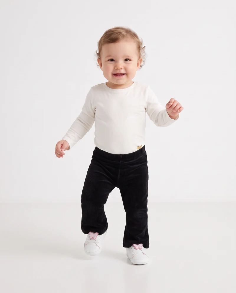 Leggings in velluto a zampa casual - Nero