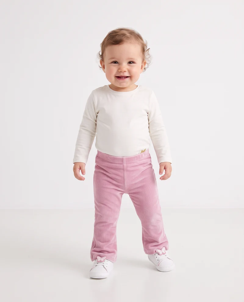 Leggings in velluto a zampa casual - Rosa polvere