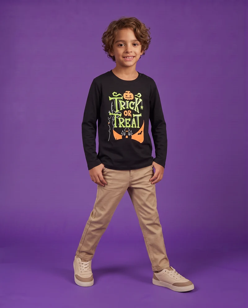 T-shirt Halloween con mantello removibile - Nero