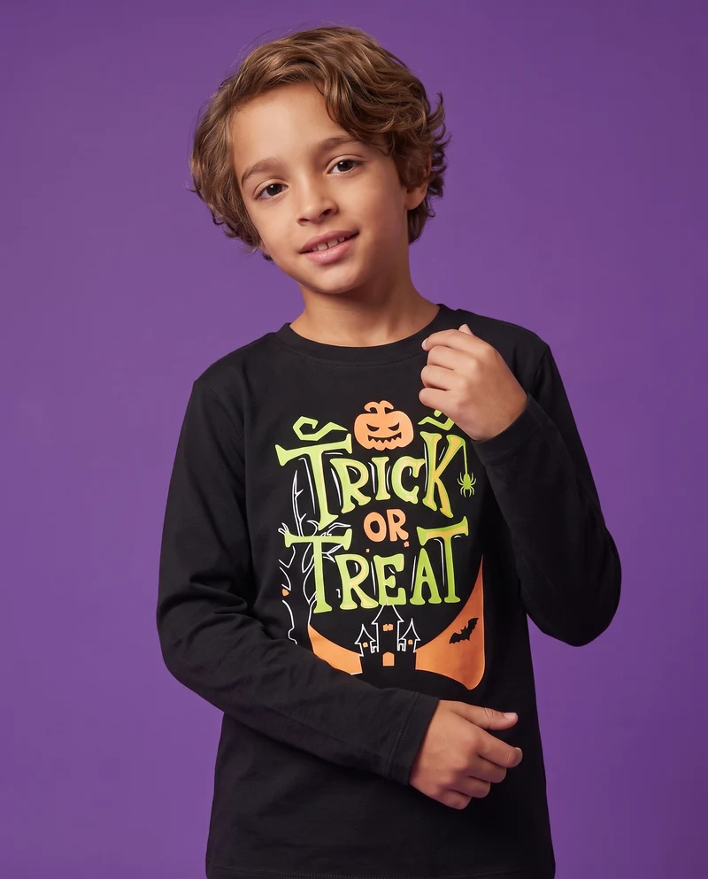 T-shirt Halloween con mantello removibile - Nero