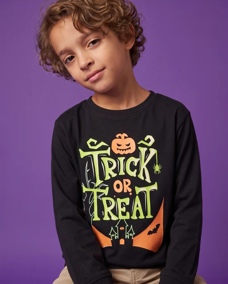 T-shirt Halloween con mantello removibile - Nero
