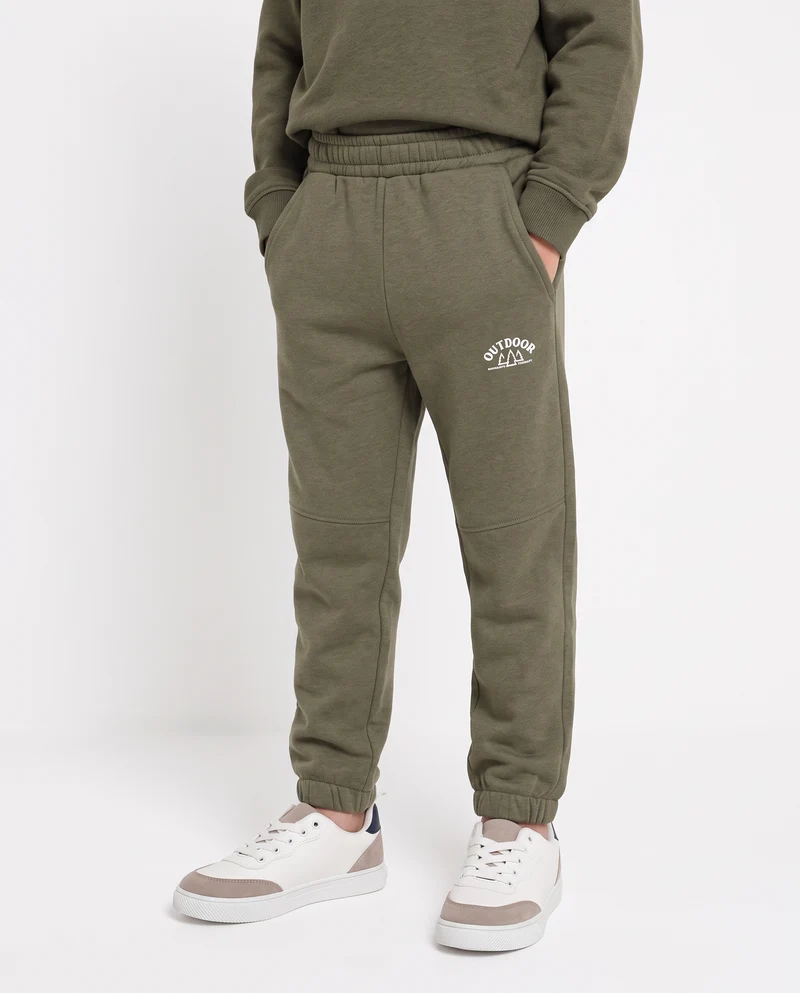 Jogger Garzato in Felpa Misto Cotone - Verde militare