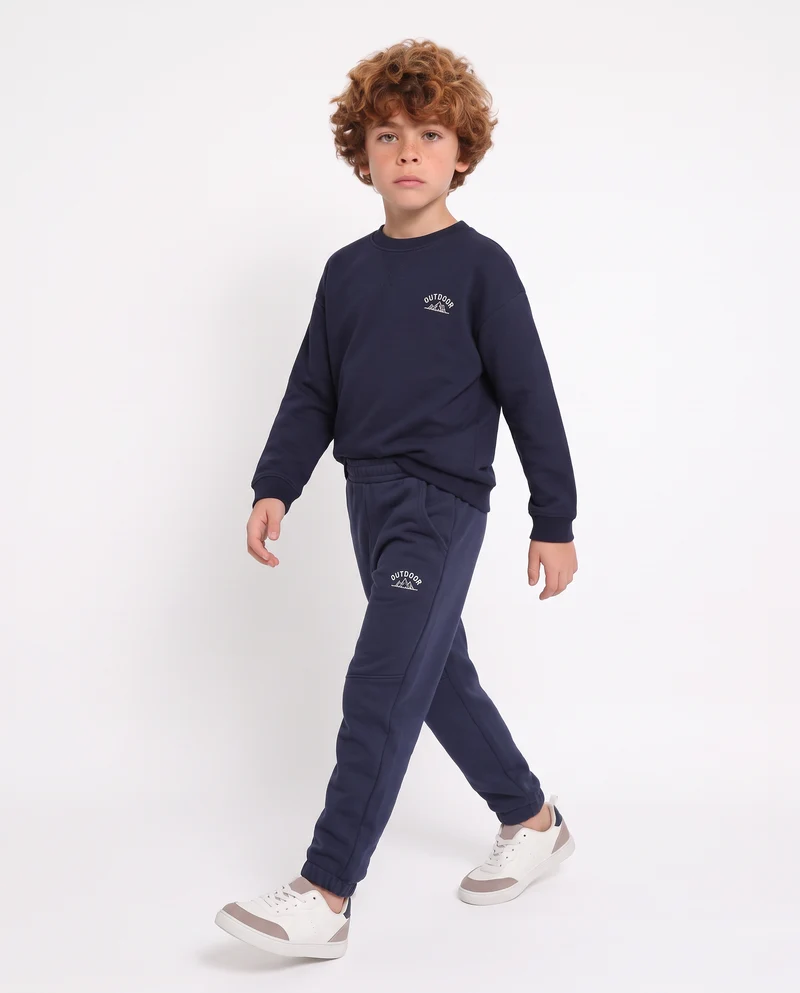 Jogger Garzato in Felpa Misto Cotone - Blu