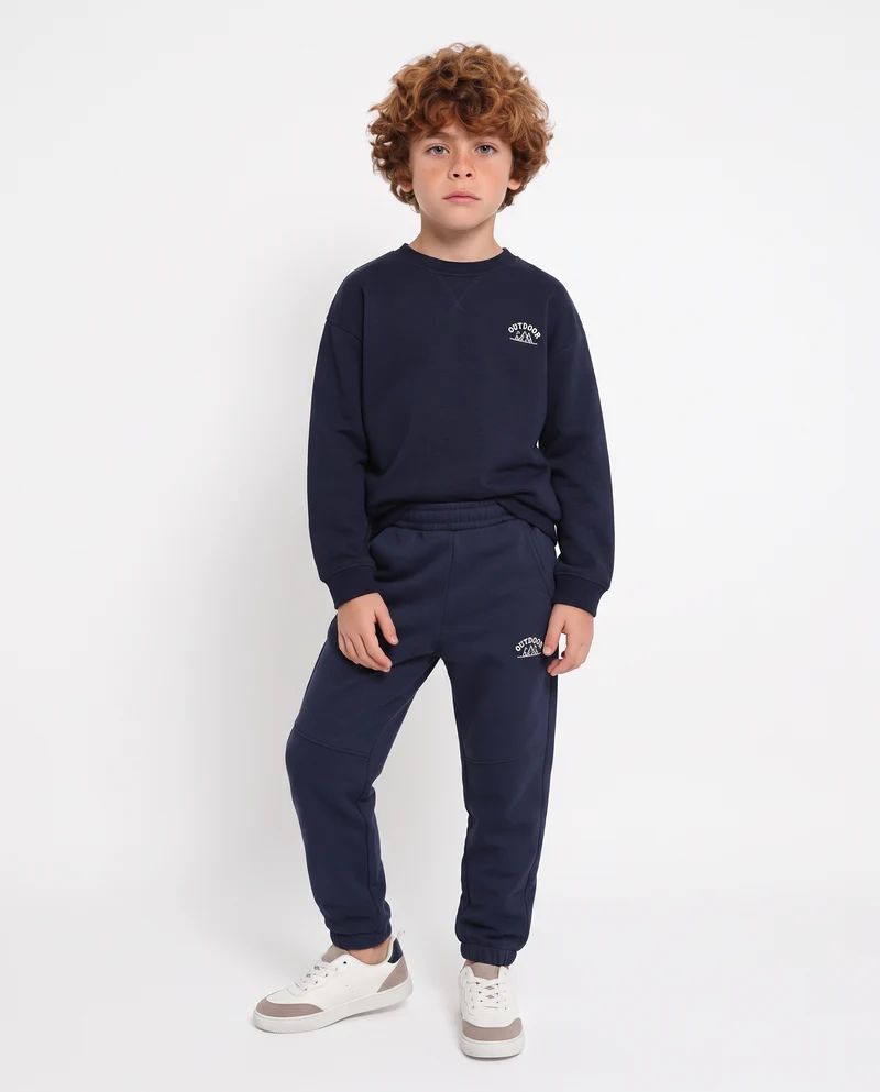 Jogger Garzato in Felpa Misto Cotone - Blu