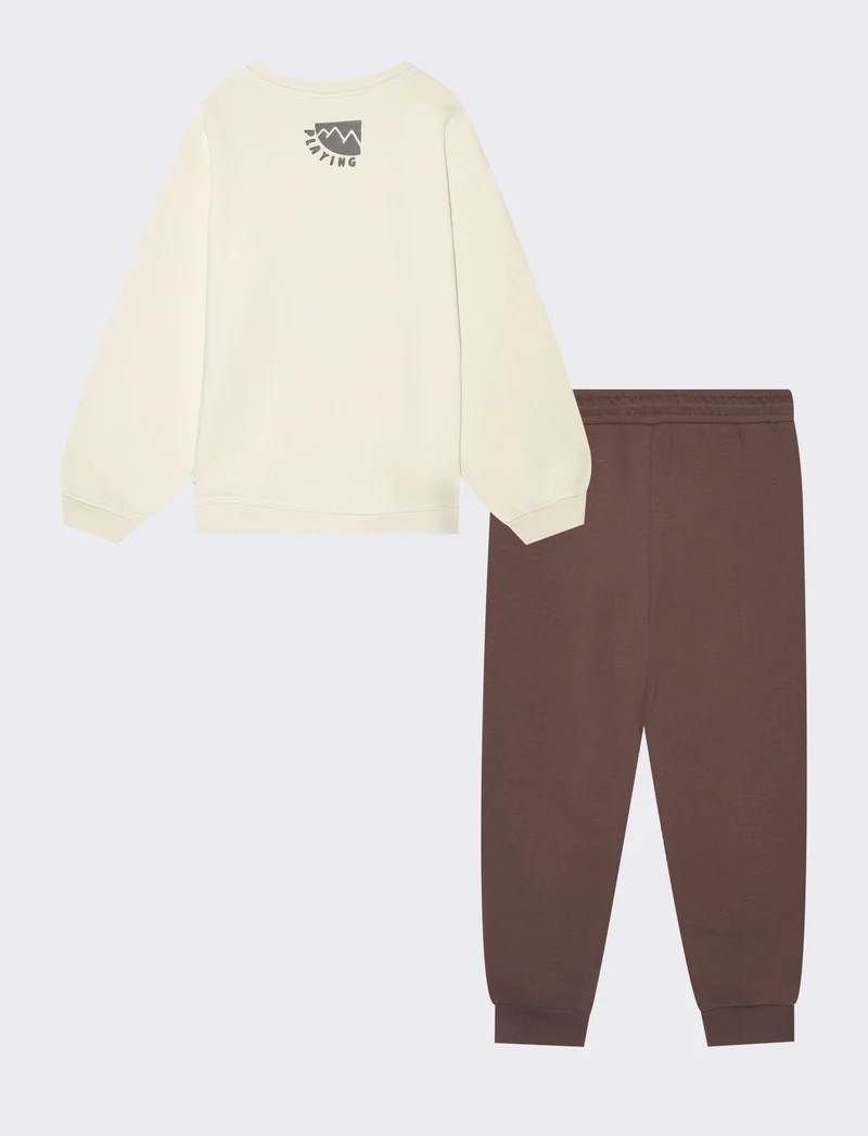 Tuta in felpa due pezzi comoda e pratica - Beige