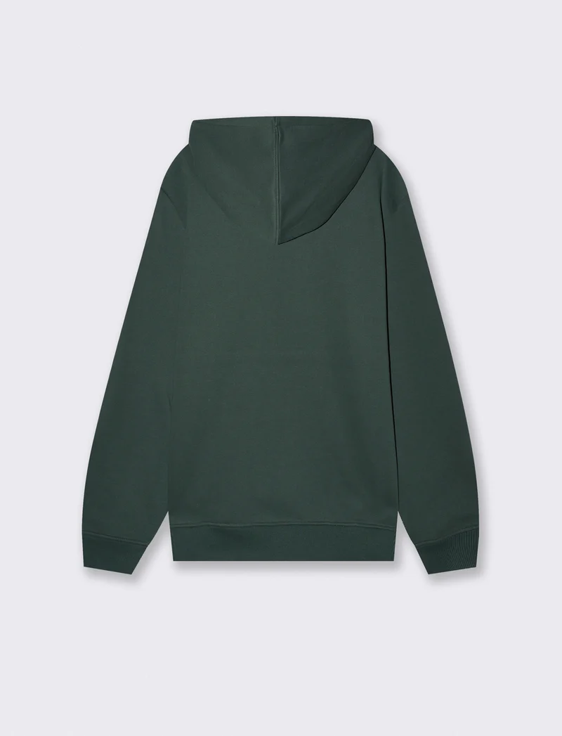 Felpa Basic con Cappuccio e Tasca Marsupio - Verde scuro