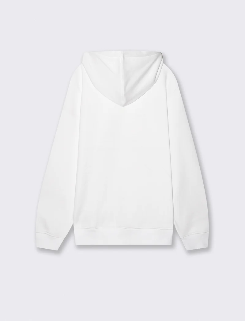 Felpa Basic con Cappuccio e Tasca Marsupio - Bianco