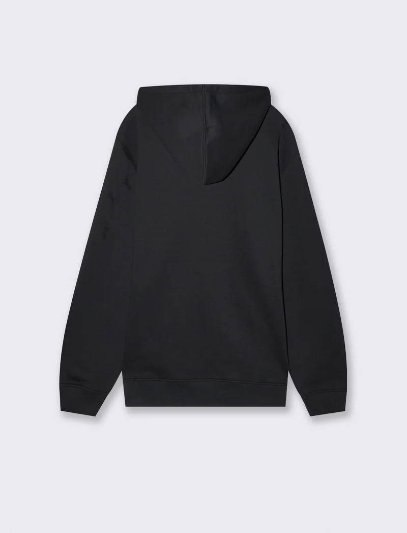 Felpa Basic con Cappuccio e Tasca Marsupio - Nero