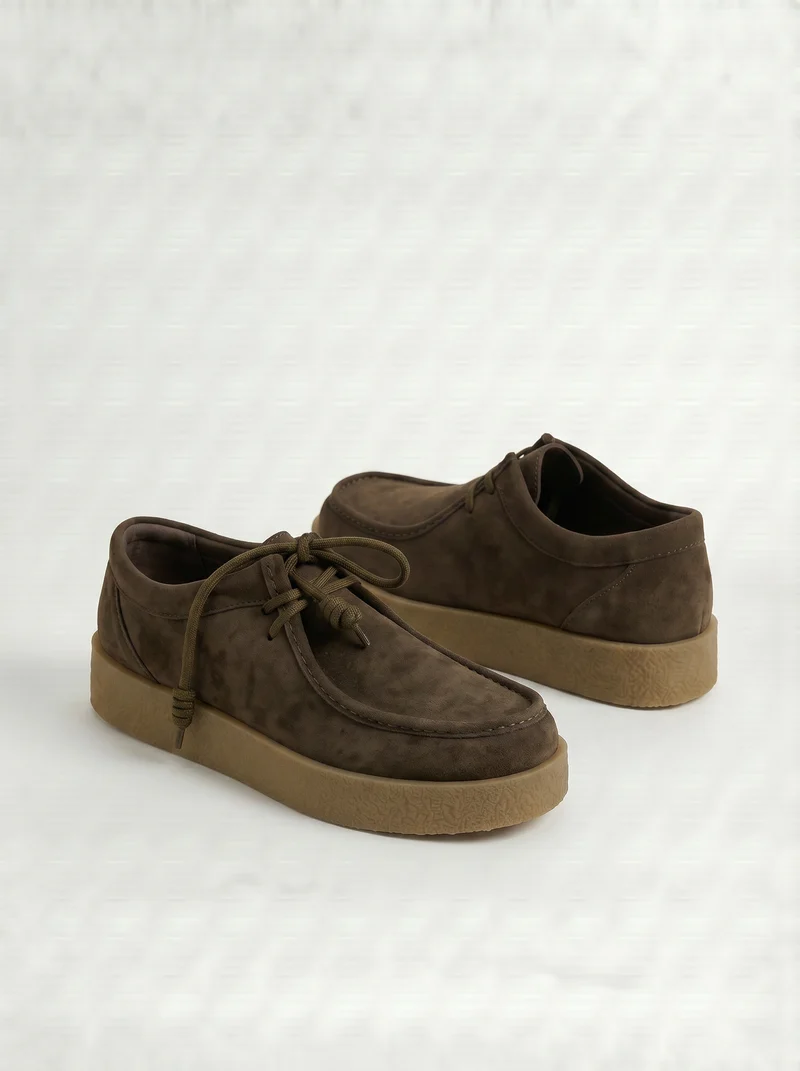 Scarpa stringata scamosciata fango uomo - Grigio fango