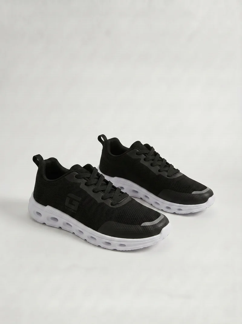 Sneakers running uomo in tessuto nero - Nero