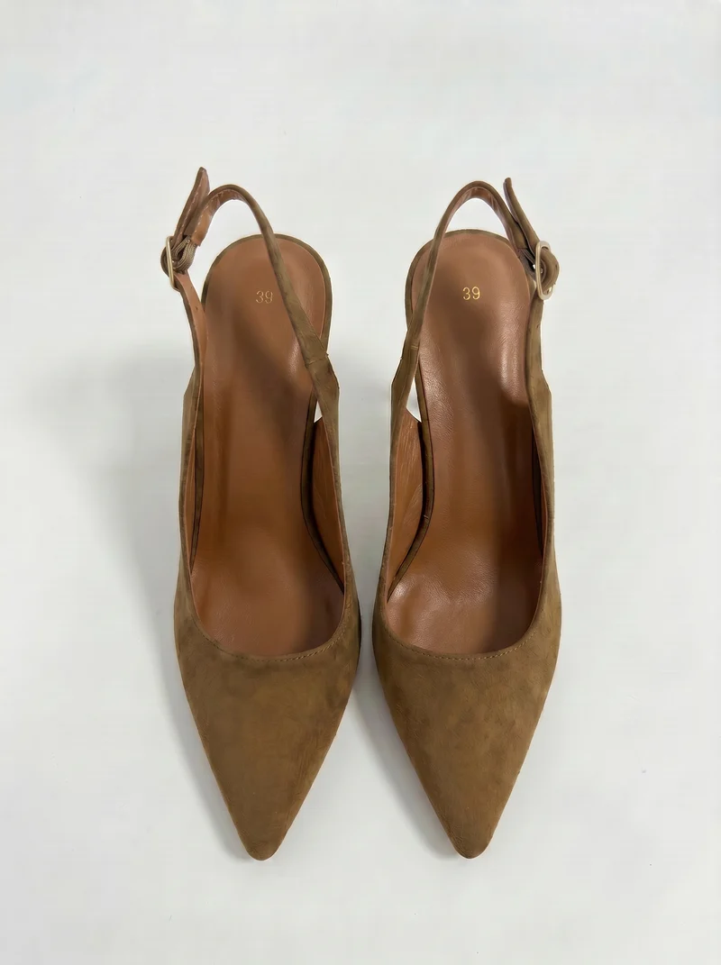 Slingback tacco a spillo in 3 varianti - Marrone