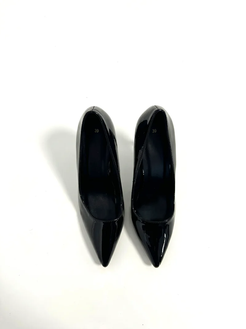 Décolletè vernice nera tacco 100 mm - Nero