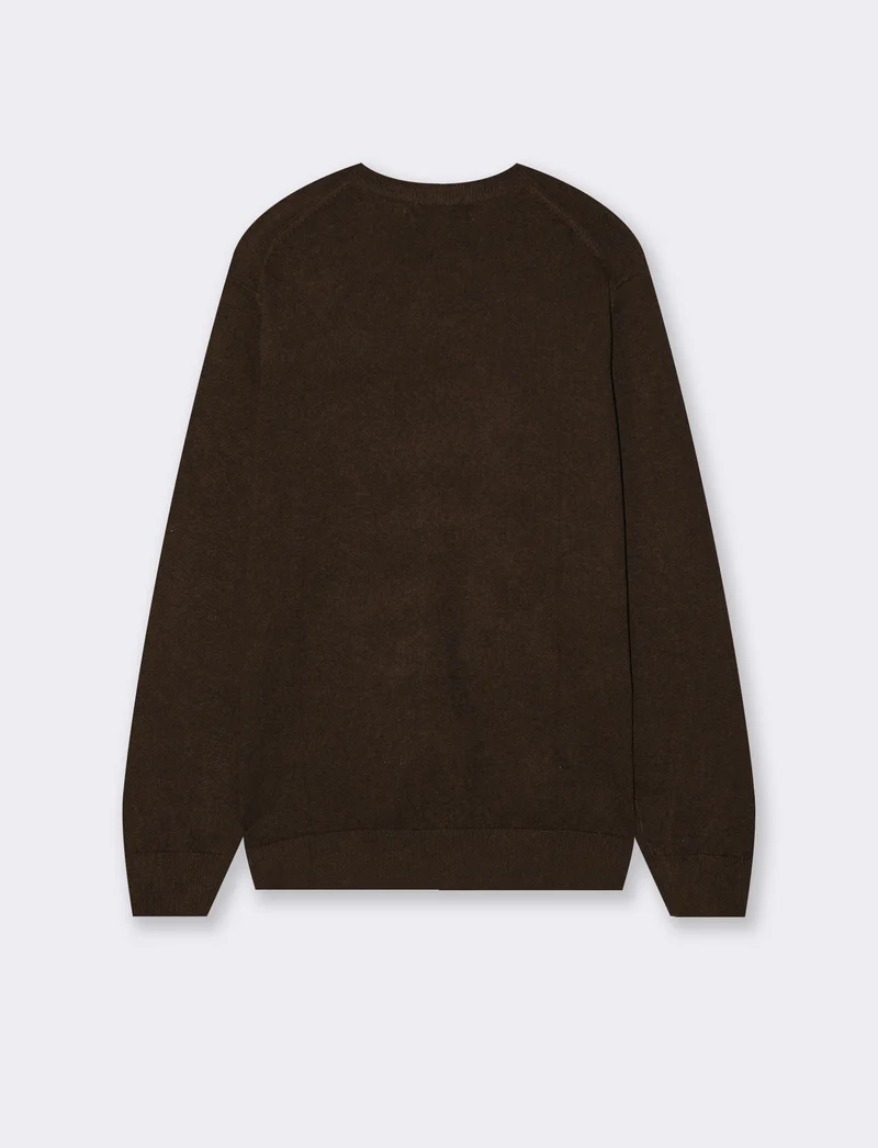 Maglia Girocollo Basic in Filato Comfort - Moro
