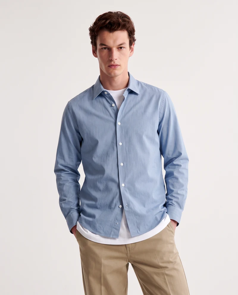 Camicia Formale Elasticizzata Regular Fit - Celeste