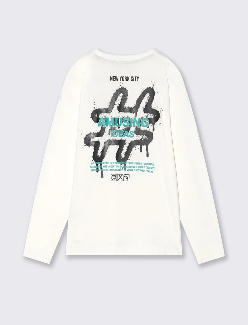 T-shirt oversize con stampa versatile - Bianco latte