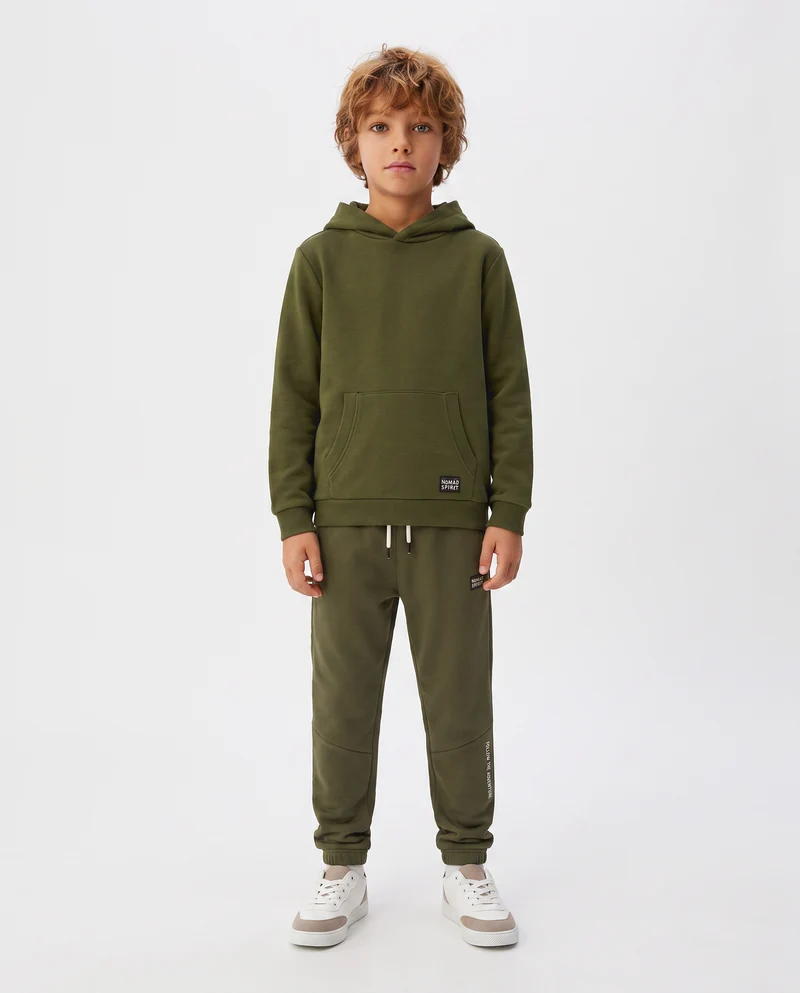 Felpa con cappuccio e marsupio trendy - Verde militare