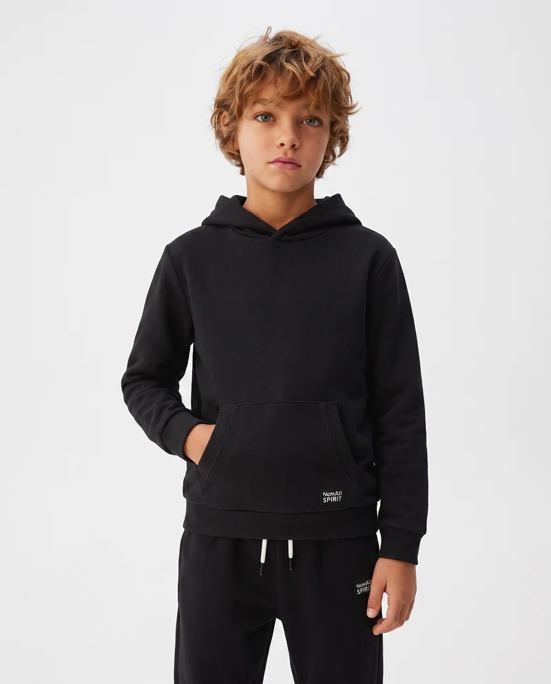 Felpa con cappuccio e marsupio trendy - Nero