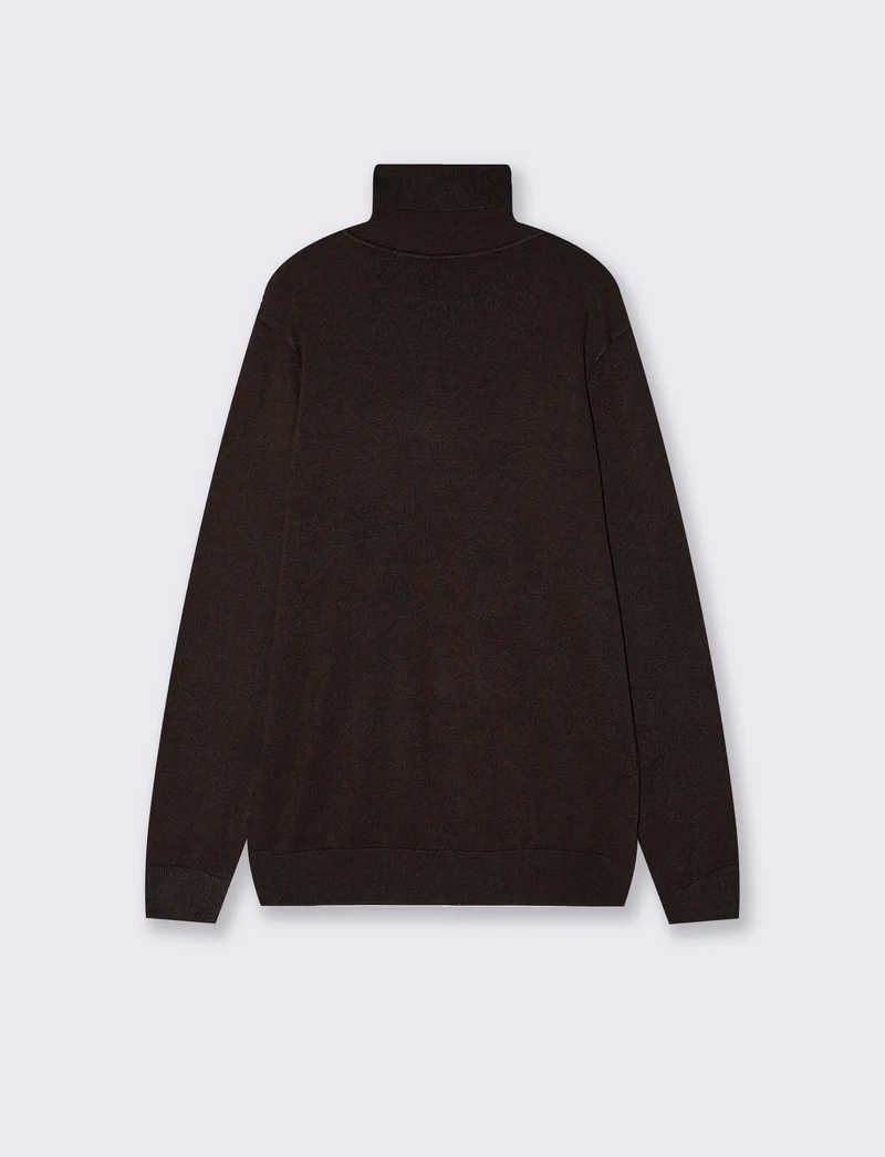 Maglia Collo Alto Misto Viscosa Basic - Moro