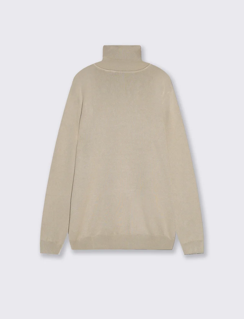 Maglia Collo Alto Misto Viscosa Basic - Sabbia
