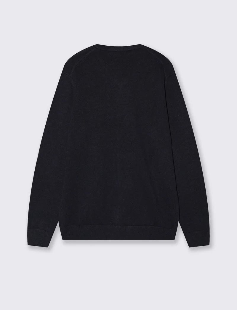 Maglia V Basic in Filato Comfort - Blu