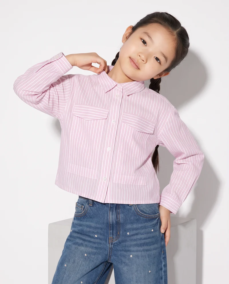 Camicia a righe con dettagli metallizzati - Rosa candy