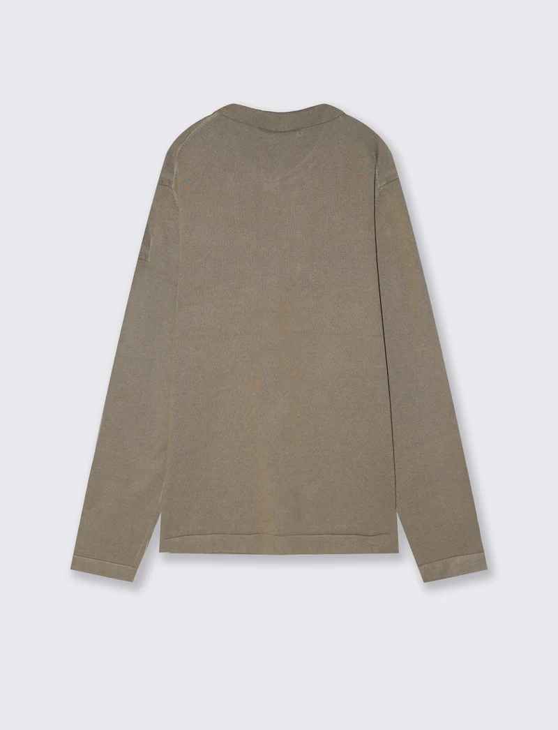 Maglia polo cardigan in misto viscosa - Verde kaki