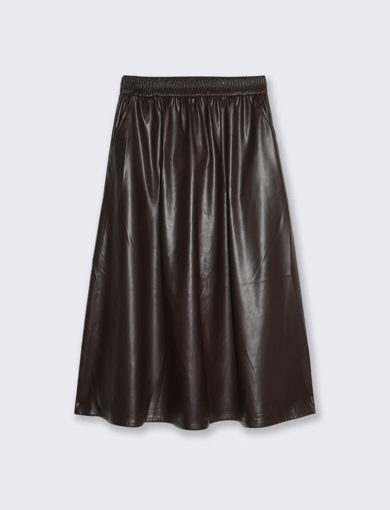 Gonna longuette in similpelle elegante - Moro