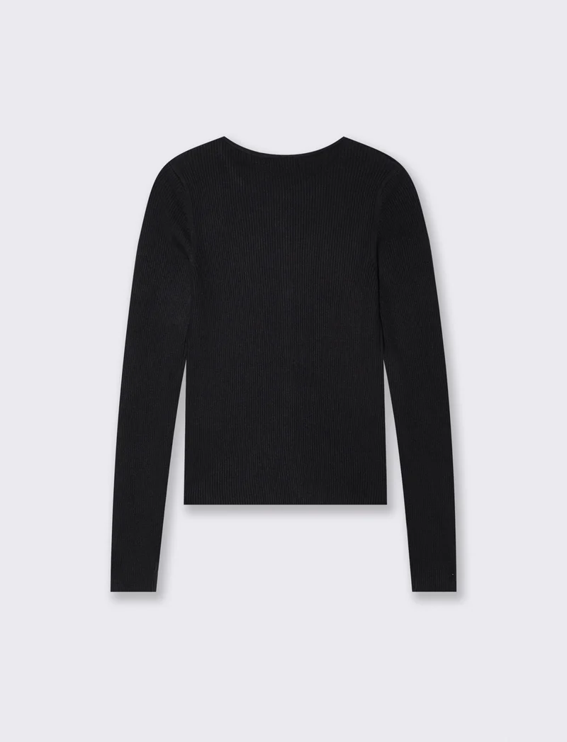 Cardigan paricollo con bottoni in tinta - Nero