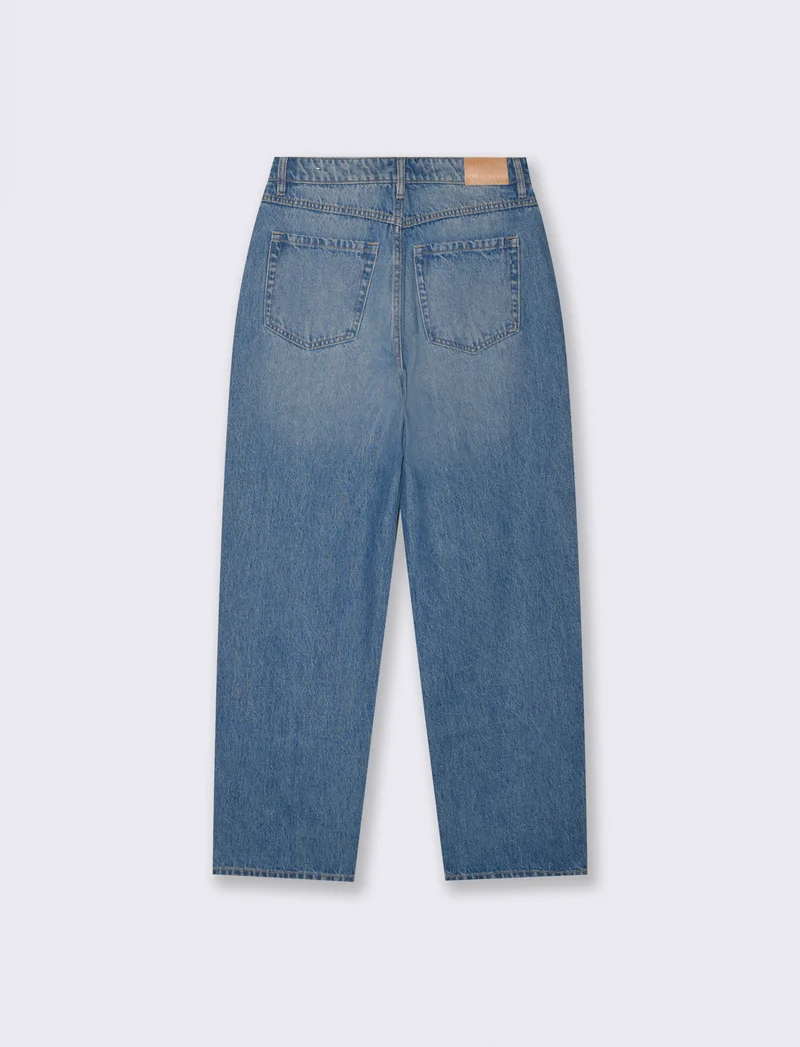 Jeans barrel a vita alta - Denim