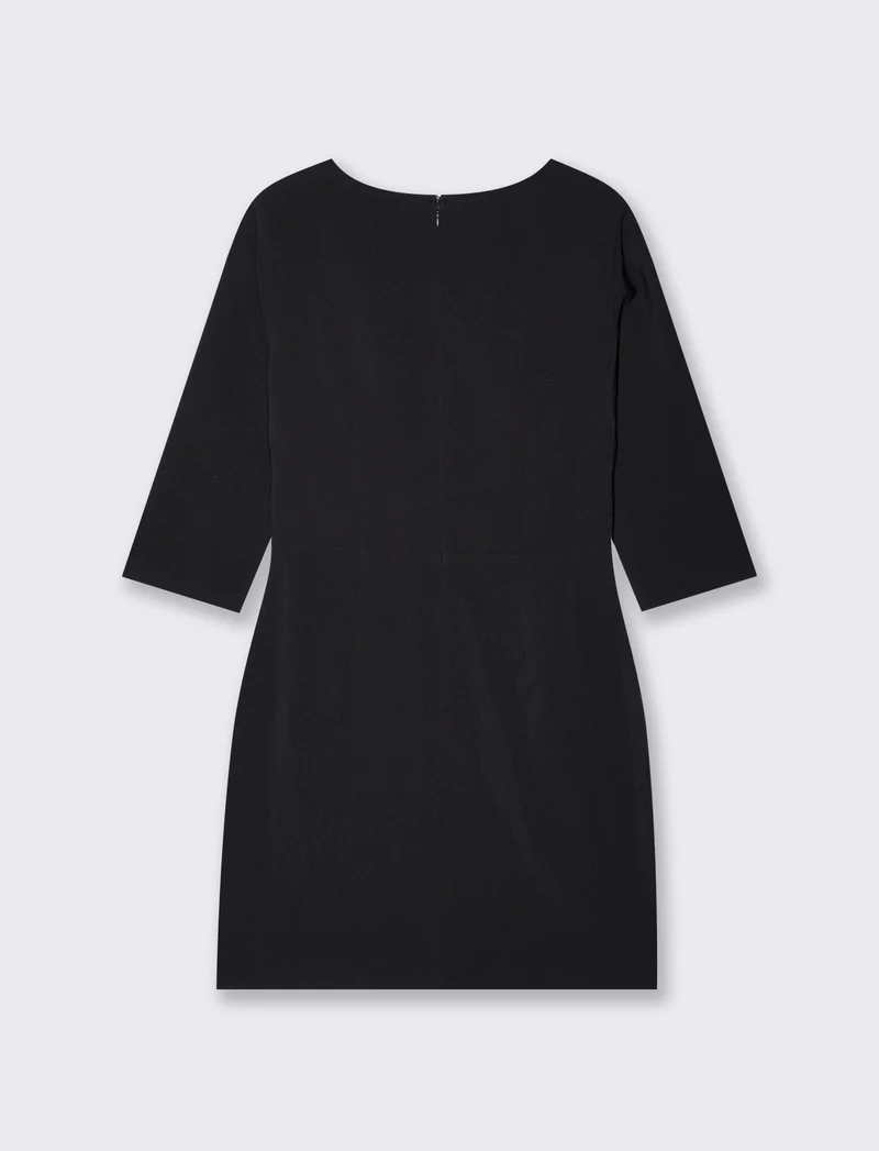 Vestito corto con scollo quadrato e manica tre quarti - Nero