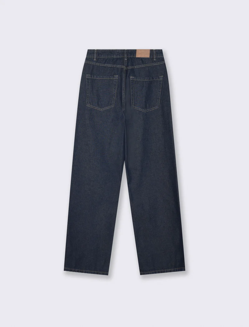 Jeans wide leg a vita alta - DENIM SCURO